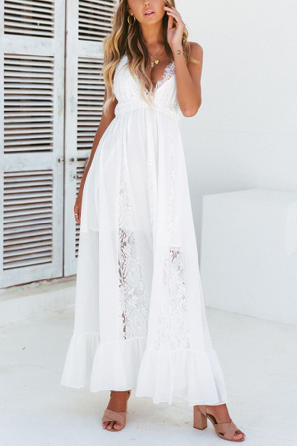 US$ 33.99 - Sexy Lace Backless Vacation Maxi Dress - www.ebuytide.com